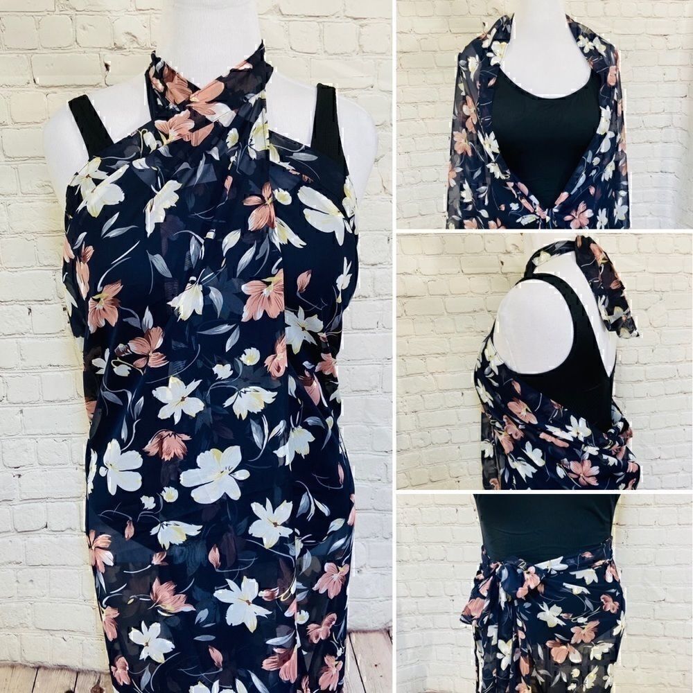 Floral lightweight sheer swim casual cover up